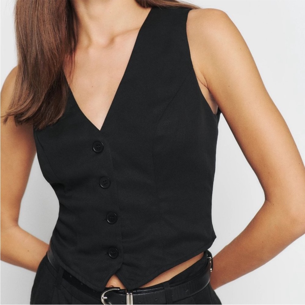 Reformation Devin Twill Black Vest